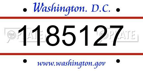 1185127 District Of Columbia License Plate