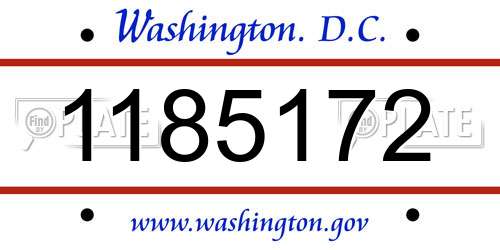 1185172 District Of Columbia License Plate