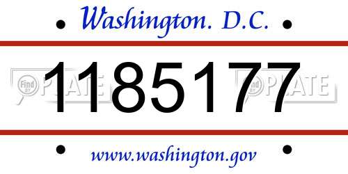 1185177 District Of Columbia License Plate