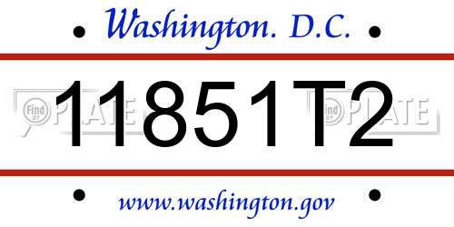11851T2 District Of Columbia License Plate