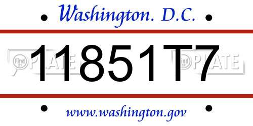11851T7 District Of Columbia License Plate