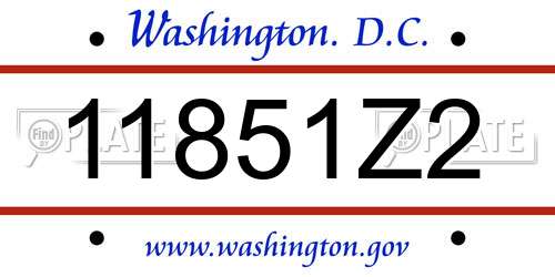 11851Z2 District Of Columbia License Plate
