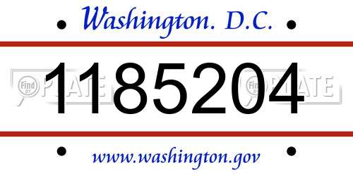 1185204 District Of Columbia License Plate