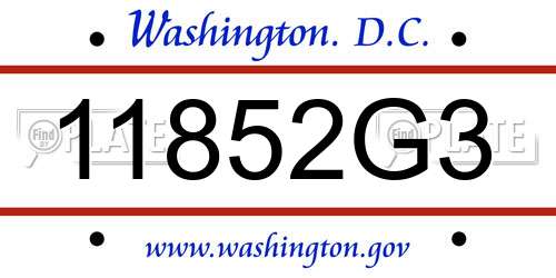 11852G3 District Of Columbia License Plate