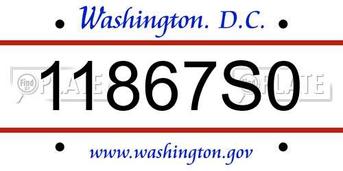11867S0 District Of Columbia License Plate
