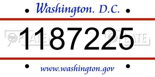 1187225 District Of Columbia License Plate