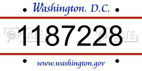 1187228 District Of Columbia License Plate