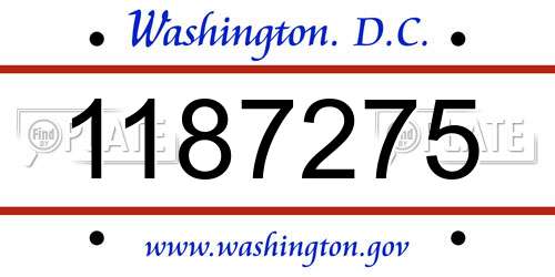 1187275 District Of Columbia License Plate