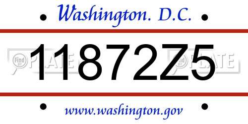 11872Z5 District Of Columbia License Plate