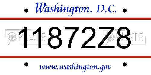 11872Z8 District Of Columbia License Plate