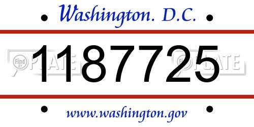 1187725 District Of Columbia License Plate