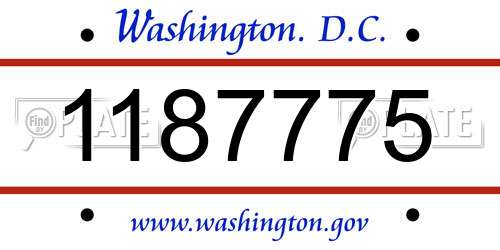 1187775 District Of Columbia License Plate