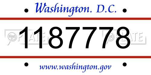 1187778 District Of Columbia License Plate