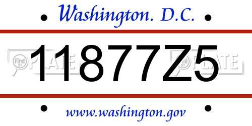11877Z5 District Of Columbia License Plate