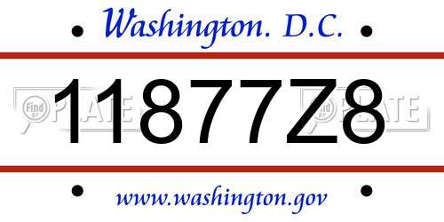 11877Z8 District Of Columbia License Plate