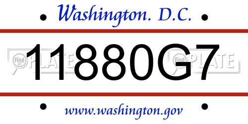11880G7 District Of Columbia License Plate