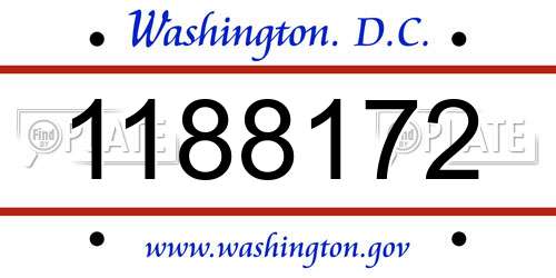 1188172 District Of Columbia License Plate