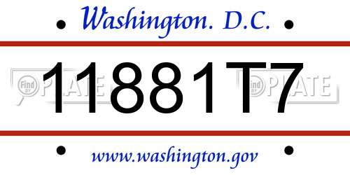 11881T7 District Of Columbia License Plate