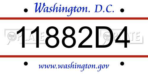 11882D4 District Of Columbia License Plate