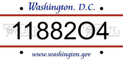 11882O4 District Of Columbia License Plate