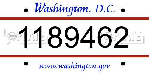1189462 District Of Columbia License Plate