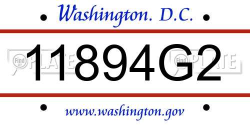 11894G2 District Of Columbia License Plate