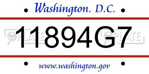 11894G7 District Of Columbia License Plate