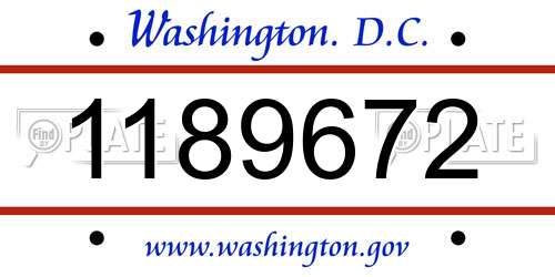 1189672 District Of Columbia License Plate