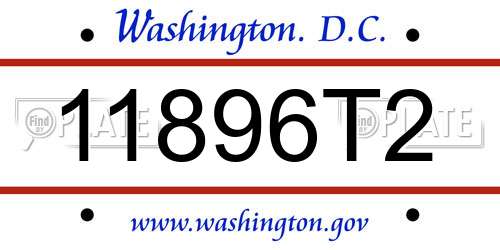 11896T2 District Of Columbia License Plate