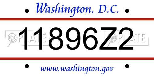 11896Z2 District Of Columbia License Plate