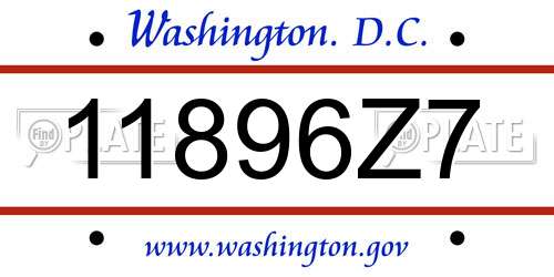 11896Z7 District Of Columbia License Plate