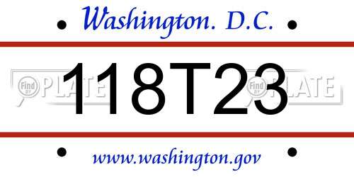 118T23 District Of Columbia License Plate