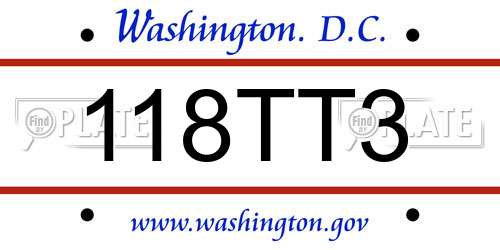 118TT3 District Of Columbia License Plate