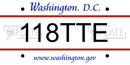 118TTE District Of Columbia License Plate