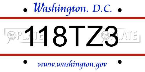 118TZ3 District Of Columbia License Plate