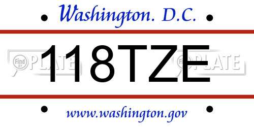 118TZE District Of Columbia License Plate
