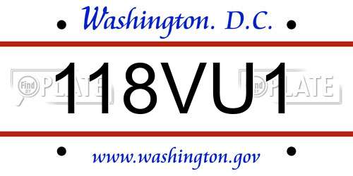 118VU1 District Of Columbia License Plate