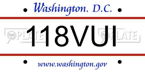 118VUI District Of Columbia License Plate