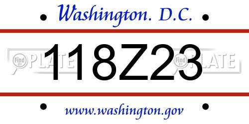 118Z23 District Of Columbia License Plate