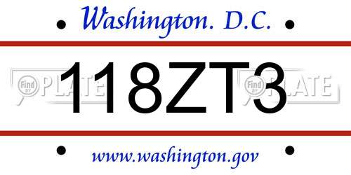 118ZT3 District Of Columbia License Plate