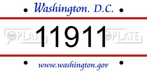 11911 District Of Columbia License Plate