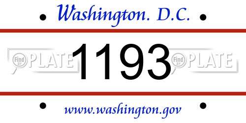 1193 District Of Columbia License Plate