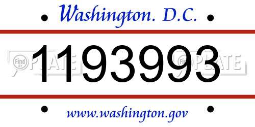 1193993 District Of Columbia License Plate