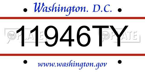 11946TY District Of Columbia License Plate