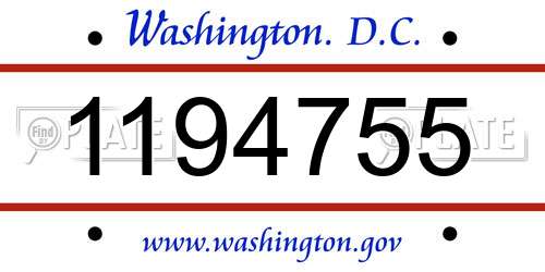 1194755 District Of Columbia License Plate