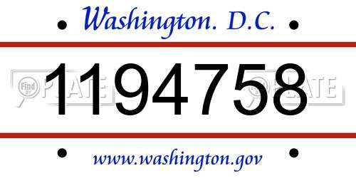 1194758 District Of Columbia License Plate