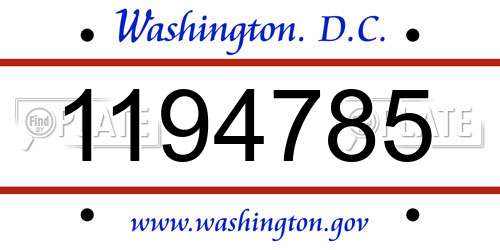 1194785 District Of Columbia License Plate