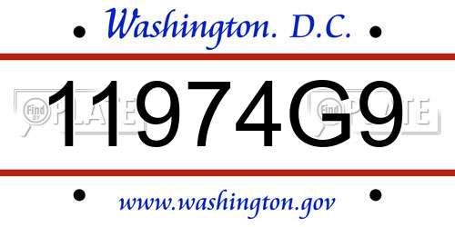 11974G9 District Of Columbia License Plate