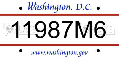 11987M6 District Of Columbia License Plate