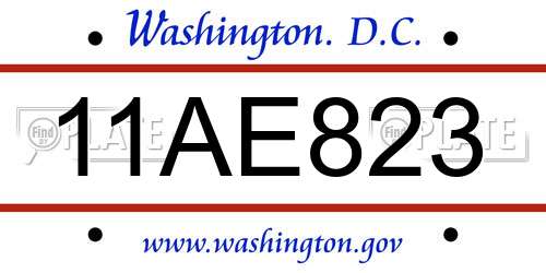 11AE823 District Of Columbia License Plate